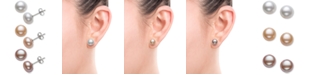Macy's 3-Pc. Set White, Peach & Lavender Cultured Freshwater Pearl (8mm) Stud Earrings